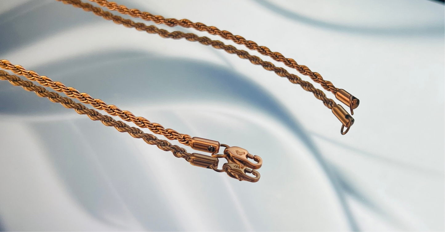 Cadena Lazo en oro rosa laminado 18K