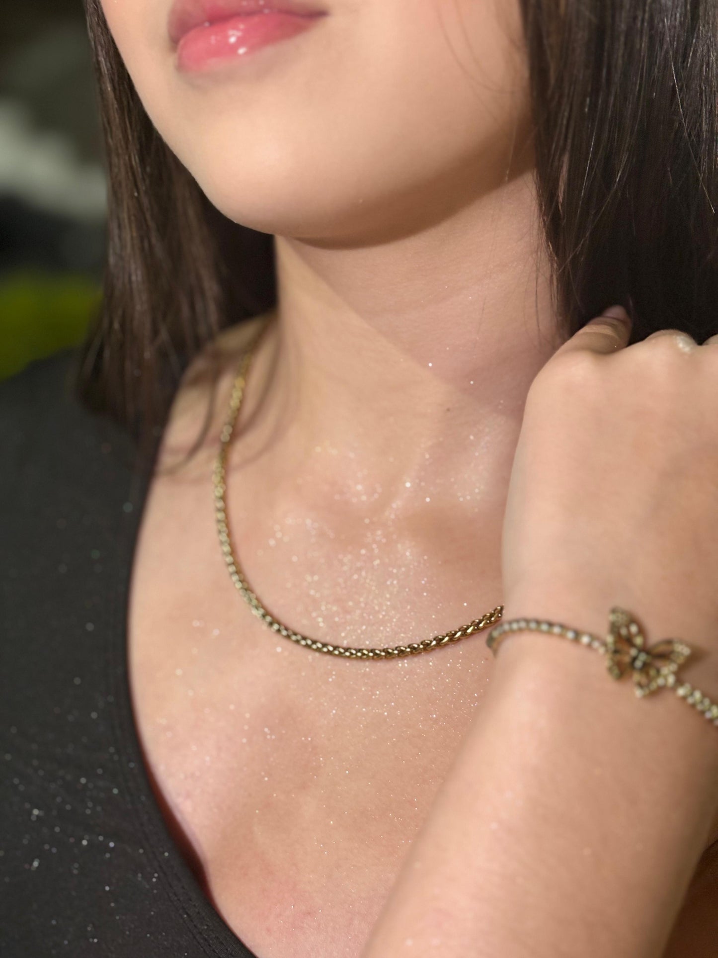 Cadena Trigo en oro laminado 18K